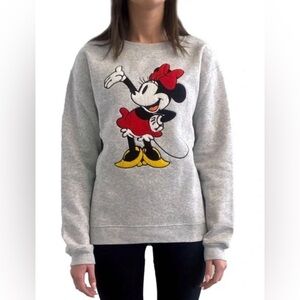 Disney Minnie Mouse Chenille Patch Sweatshirt Grey Heather Small